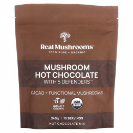 Real Mushrooms, Горячий шоколад с грибами и 5 защитниками, 240 г