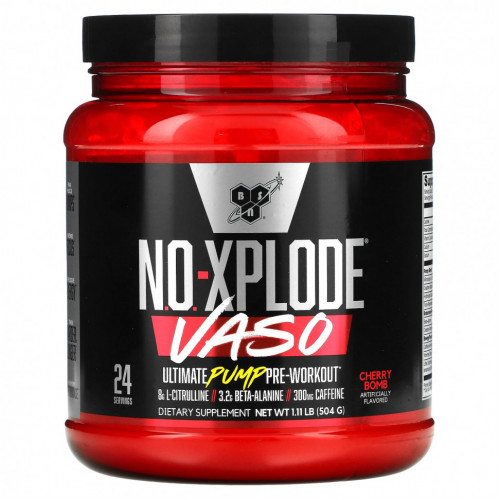 BSN, No-Xplode VASO, Ultimate Pump перед тренировкой, Cherry Bomb, 504 г (1,11 фунта)