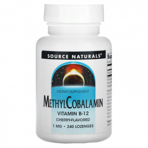 Source Naturals, МетилКобаламин, С вишневым вкусом Под язык, 1 мг, 240 таблеток