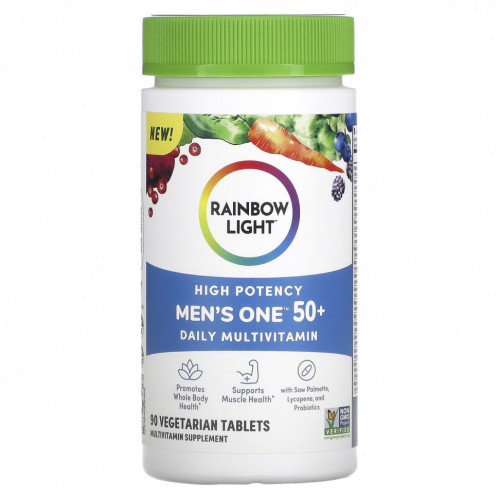 Rainbow Light, Men's One 50+ Daily, мультивитамины, высокая эффективность, 90 вегетарианских таблеток