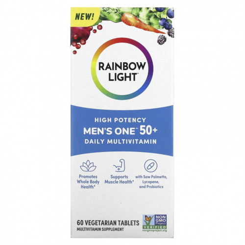 Rainbow Light, Men One 50+ Daily, мультивитамины, высокая эффективность, 60 вегетарианских таблеток