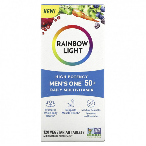 Rainbow Light, Men One 50+ Daily, мультивитамины, высокая эффективность, 120 вегетарианских таблеток