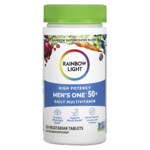 Rainbow Light, Men One 50+ Daily, мультивитамины, высокая эффективность, 120 вегетарианских таблеток