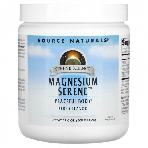 Source Naturals, Magnesium Serene, со вкусом ягод, 17,6 унции (500 г)