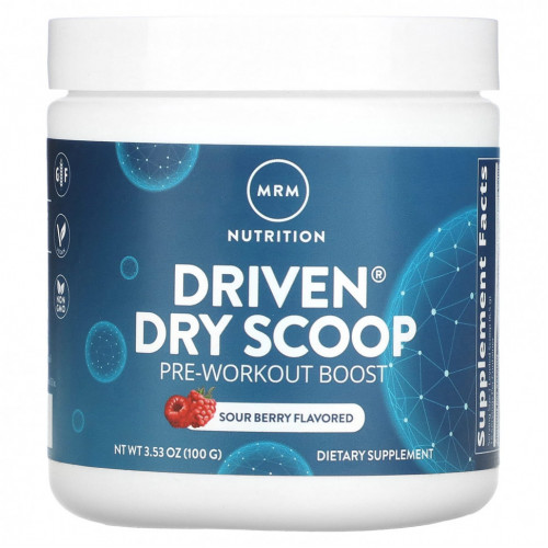 MRM Nutrition, Driven Dry Scoop, предтренировочная добавка, кислая ягода, 100 г (3,53 унции)