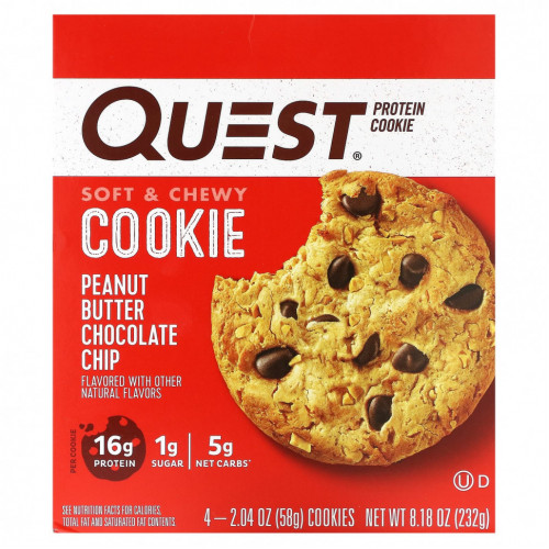 Quest Nutrition, Protein Cookie, арахисовая паста, 4 пакетика по 58 г (2,04 унции)