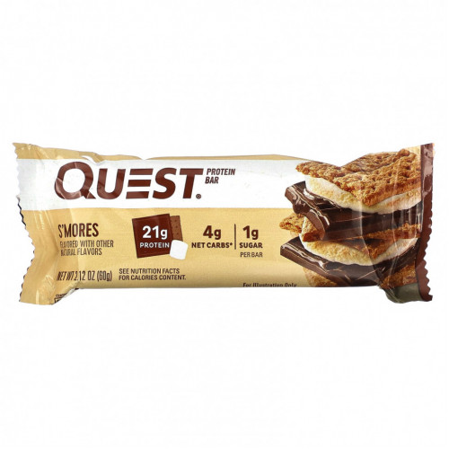 Quest Nutrition, Протеиновый батончик, S'Mores, 4 батончика, 60 г (2,12 унции) каждый