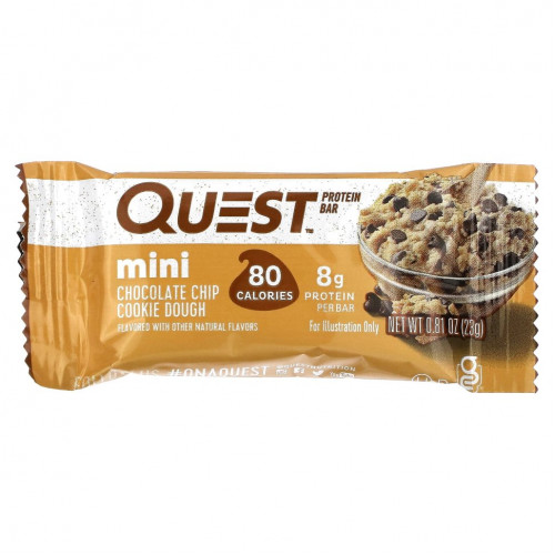 Quest Nutrition, Protein Bar, Minis, тесто с шоколадной крошкой для печенья, 14 батончиков, 23 г (0,81 унции)