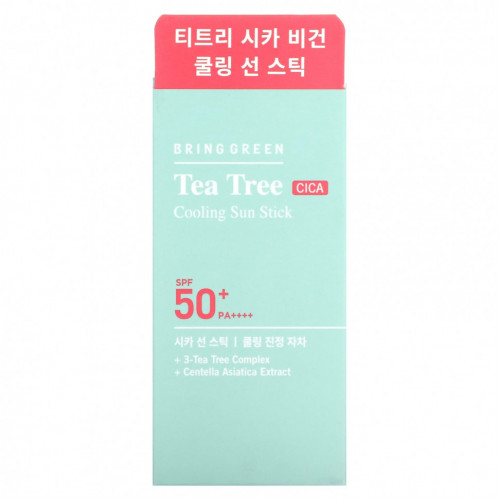 Bring Green, Охлаждающий солнцезащитный стик Tea Tree CICA, SPF 50+ PA ++++, 22 г (0,77 унции)