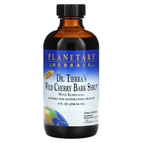 Planetary Herbals, Веганский протеин от Dr. Tierra's сироп из коры дикой вишни, 236,56 мл (8 жидк. Унций)