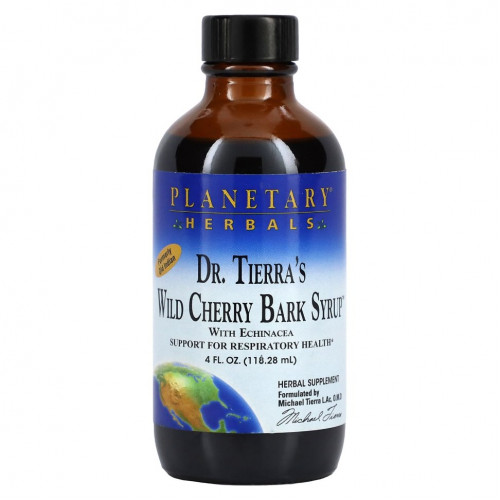 Planetary Herbals, Веганский протеин от Dr. Tierra's сироп из коры дикой вишни, 118,28 мл (4 жидк. Унции)