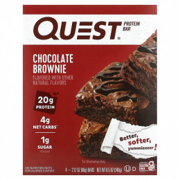 Quest Nutrition, Протеиновый батончик, шоколадный брауни, 4 батончика, 60 г (2,12 унции)