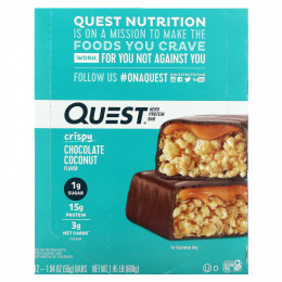 Quest Nutrition, Hero Protein Bar, хрустящий шоколад с кокосом, 12 батончиков, 55 г (1,94 унции)