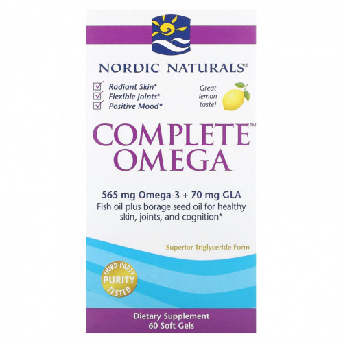 Nordic Naturals, Complete Omega, лимон, 60 мягких таблеток