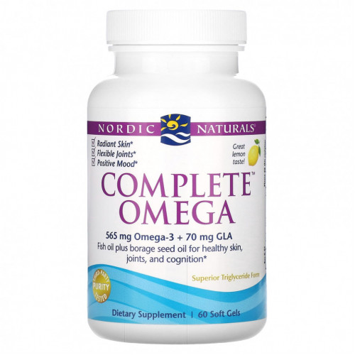 Nordic Naturals, Complete Omega, лимон, 60 мягких таблеток