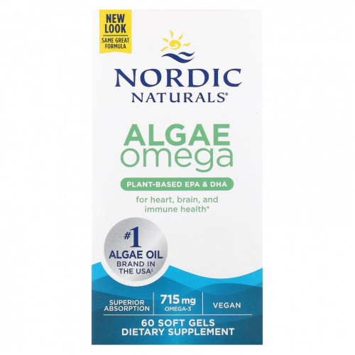 Nordic Naturals, Омега-3 из Водорослей, 357.5 мг, 60 капсул