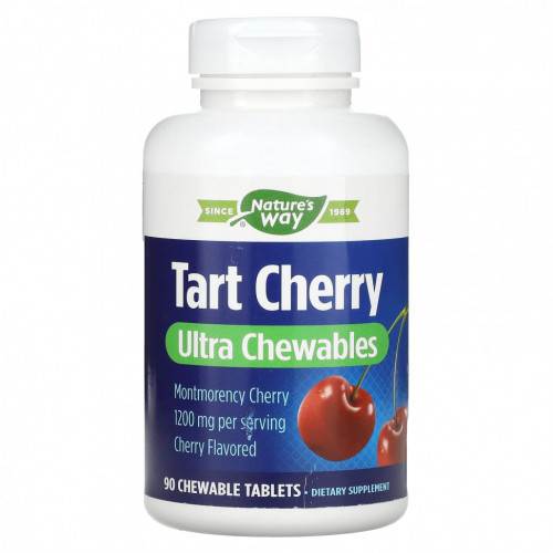 Nature's Way, Tart Cherry, Ultra Chewable, вишня, 400 мг, 90 жевательных таблеток