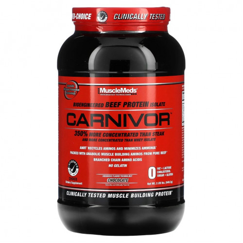 MuscleMeds, Carnivor, биоинженерный изолят говяжьего протеина, шоколад, 949,2 г (2 фунта)