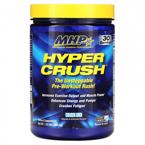 MHP, Hyper Crush, предтренировочный комплекс, голубой лед, 466,5 г (1,03 фунта)