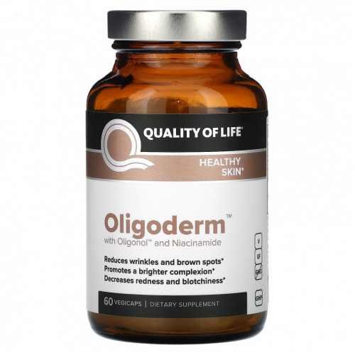 Quality of Life Labs, Oligoderm с олигонолом и ниацинамидом, 60 растительных капсул