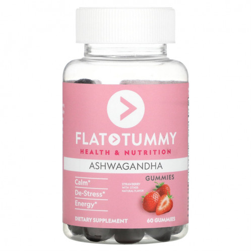 Flat Tummy, Ашваганда, клубника, 60 жевательных таблеток