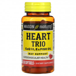 Mason Natural, Heart Trio, коэнзим Q10, пищевой и рыбий жир, 60 мягких таблеток