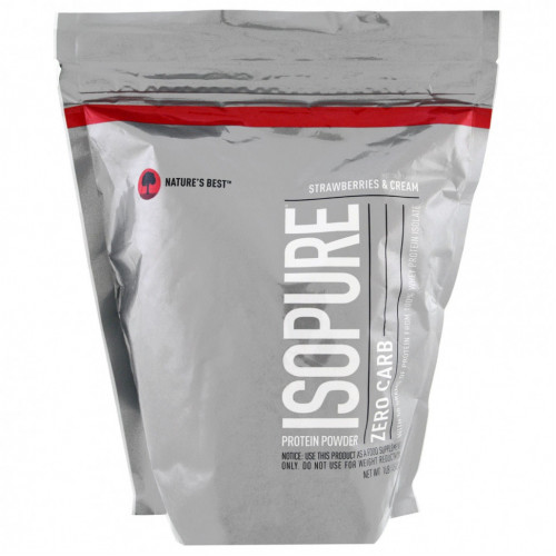 Isopure, Zero Carb, протеиновый порошок, клубника и сливки, 454 г (1 фунт)