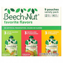 Beech-Nut, Favorite Flavors, для детей от 6 месяцев и старше, 9 пакетиков, 99 г (3,5 унции)