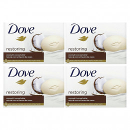 Dove, Косметическое мыло Purely Pampering, аромат «Кокосовое молоко и лепестки жасмина», 4 шт. по 113 г