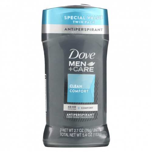 Dove, Men+Care, дезодорант-антиперспирант «Чистый комфорт», 2 шт. по 76 г