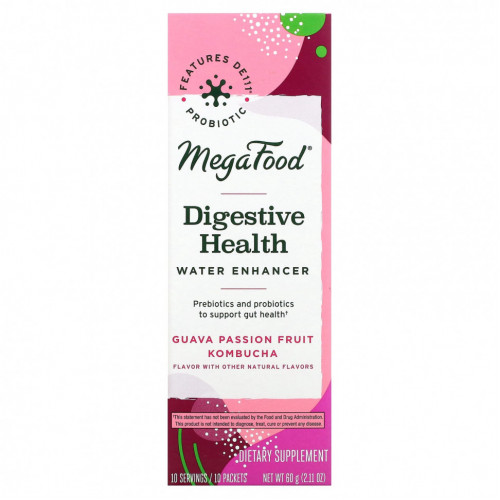 MegaFood, Digestive Health, Water Enhancer, чайный гриб из гуавы и маракуйи, 10 пакетиков по 6 г (0,21 унции)