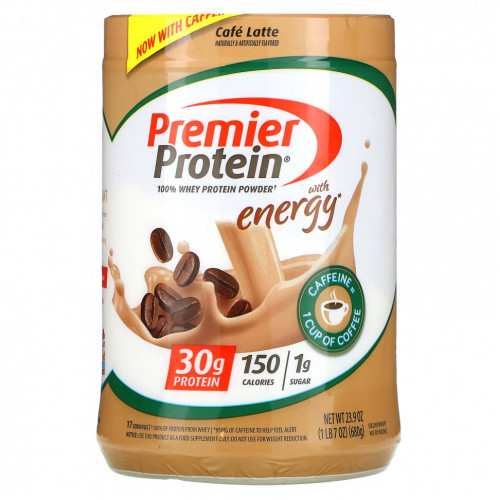 Premier Protein, 100% порошок из сывороточного протеина, латте для кофе, 680 г (1 фунт 7 унций)