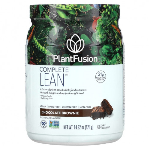 PlantFusion, Complete Lean, шоколадный брауни, 420 г (14,82 унции)