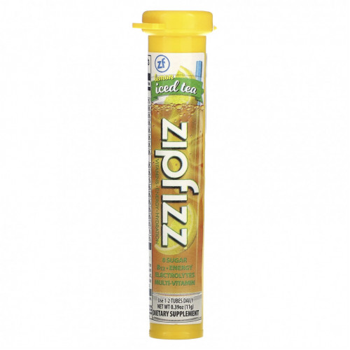 Zipfizz, Чай со льдом, смесь для здоровой энергии с витамином B12, лимоном, 20 тюбиков по 11 г (0,39 унции)