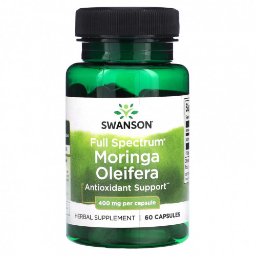 Swanson, Моринга масличная (Moringa Oleifera) полного спектра, 400 мг, 60 капсул