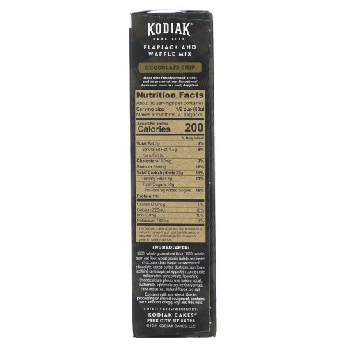 Kodiak Cakes, Power Cakes, смесь для лепешки и вафли, с шоколадной крошкой, 510 г (18 унций)