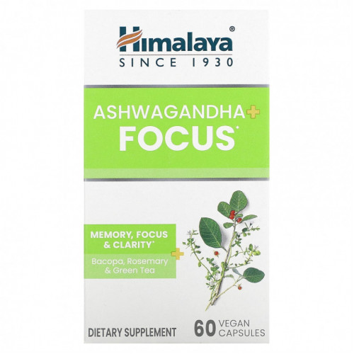 Himalaya, Ashwagandha + Focus`` 60 веганских капсул