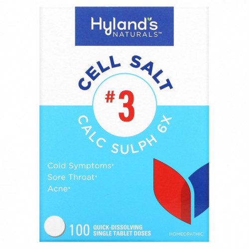 Hyland's, Cell Salt # 3, Calc Sulph 6X, 100 быстрорастворимых таблеток