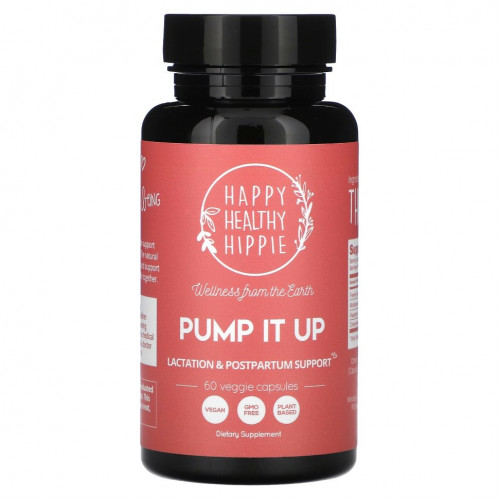 Happy Healthy Hippie, Pump It Up, поддержка лактации и послеродового периода, 60 растительных капсул