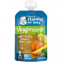 Gerber, Natural for Baby, Veggie Power, 2nd Foods, батат, манго, груша и капуста, 99 г (3,5 унции)