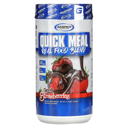 Gaspari Nutrition, Quick Meal, смесь натуральных продуктов, клубника в шоколаде, 1250 г (2,75 фунта)