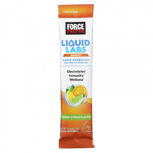 Force Factor, Liquid Labs, Immunity, цитрусовые, 20 пакетиков по 7,4 г (0,26 унции)