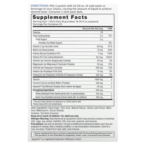 Force Factor, Liquid Labs, Energy, манго и маргарита, 20 пакетиков по 8 г (0,28 унции)