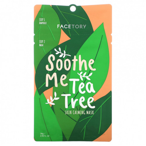 FaceTory, Soothe Me Tea Tree, 2-этапная успокаивающая маска для кожи, 1 набор, 26 г (0,92 жидк. Унции)