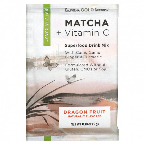 California Gold Nutrition, MATCHA ROAD, матча + витамин С, питахайя, 10 шт.