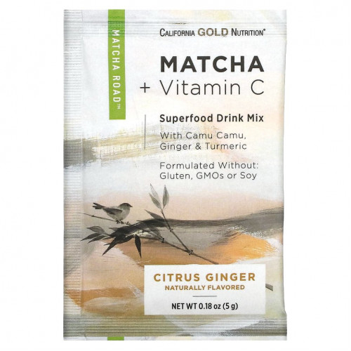 California Gold Nutrition, MATCHA ROAD, матча + витамин C и цитрусовый имбирь, 10 шт.