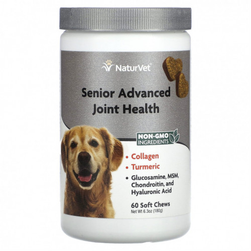 NaturVet, Senior Advanced Joint Health, для собак, 60 жевательных таблеток, 180 г (6,3 унции)