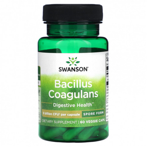 Swanson, Bacillus Coagulans, 6 млрд КОЕ, 60 растительных капсул