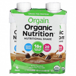 Orgain, Organic Nutrition, питательный коктейль, ледяной кофейный мокко, 4 пакетика, по 330 мл (11 жидк. Унций)