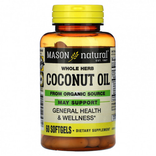 Mason Natural, Whole Herb Coconut Oil, 60 Softgels